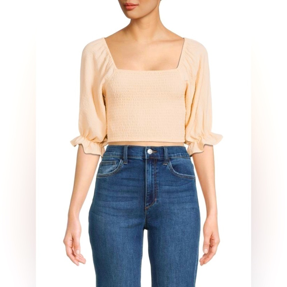 NWT BCBGENERATION Smocked Crop Top Peach XXS